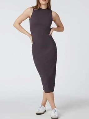 Vuori | Dresses | Vuori Black Ribbed Midi Dress Casual Sleeveless | Poshmark
